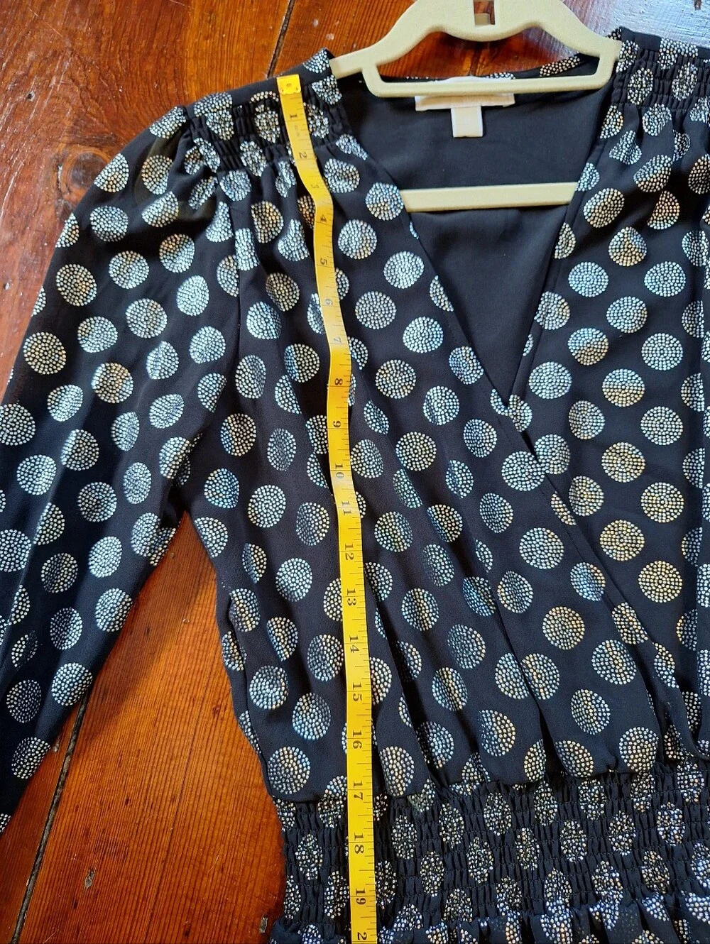 Michael Kors Medium Black Long-Sleeve Metallic Dot Dress